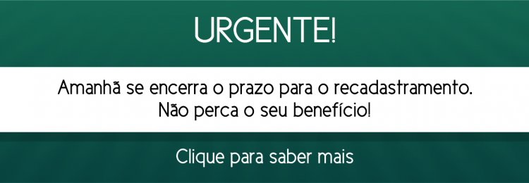 Comunicado urgente - RECADASTRAMENTO