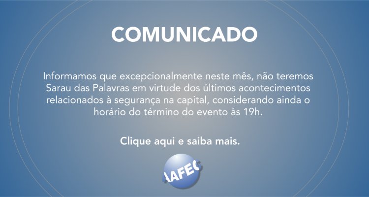 Sarau das Palavras de fevereiro cancelado